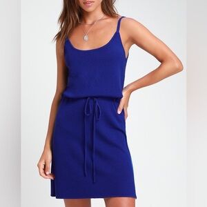 Lulus Dress Thula Royal Blue Knit Mini Sleeveless Sheath XS